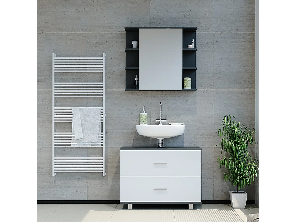 Set mobili bagno bianco/antracite 80.2x33x60.8 ilias