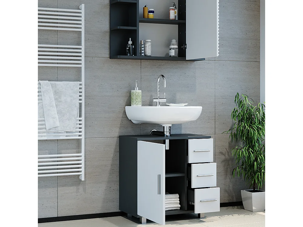 Set mobili bagno bianco/antracite 80.2x33x60.8 ilias