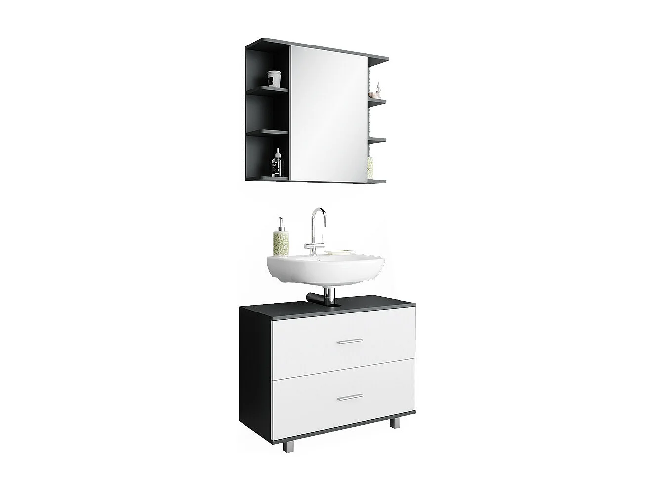 Meubles bain blanc/anthracite 80.2x33x60.8 ilias