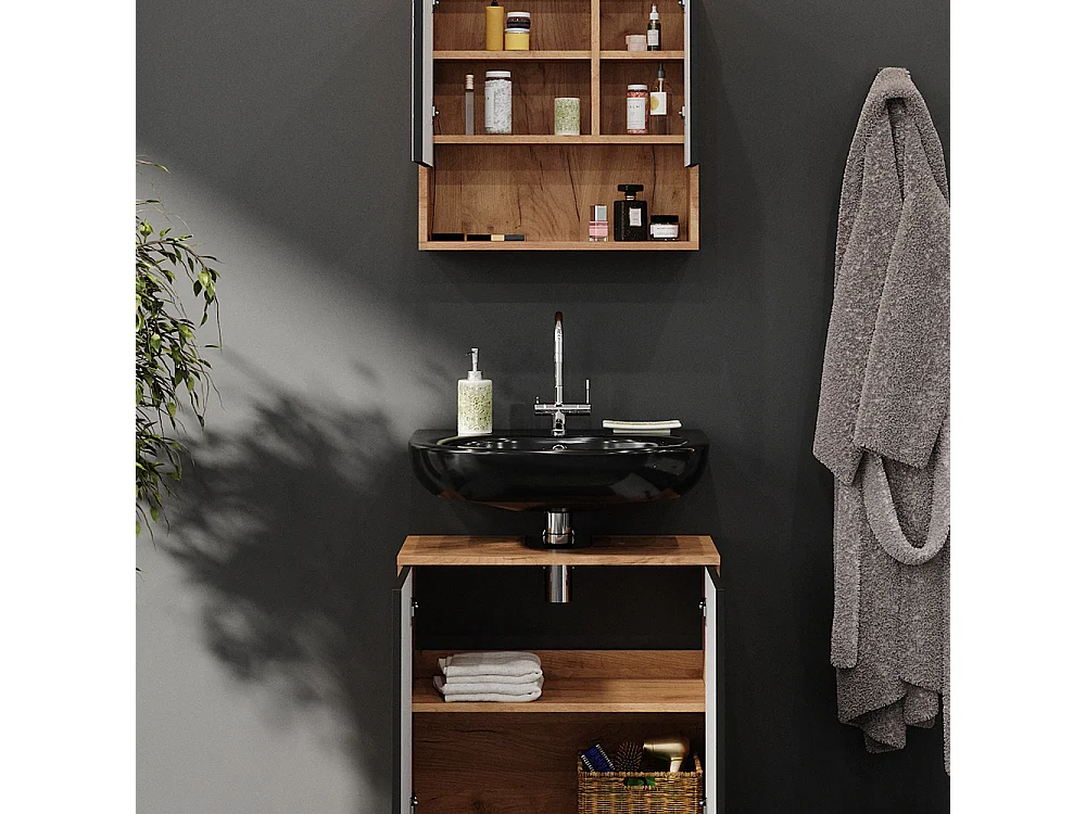 Badmöbel-Set anthrazit gepunktet 80x41x58.6 irma