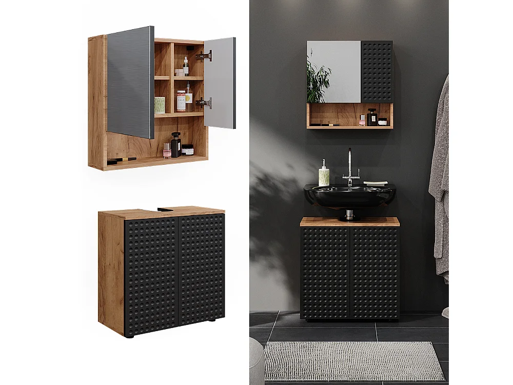 Meubles bain anthracite à pois 80x41x58.6 irma