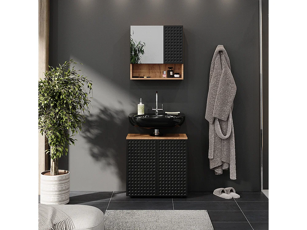 Meubles bain anthracite à pois 80x41x58.6 irma