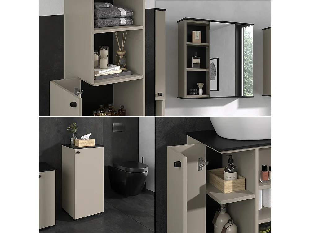 Meubles bain grège 60x37x59 joli