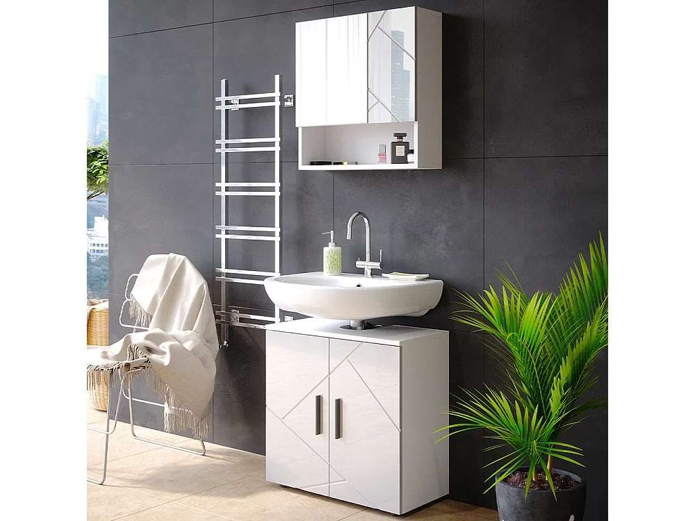 Meubles bain blanc haute brillance 80x41x58.6 irma