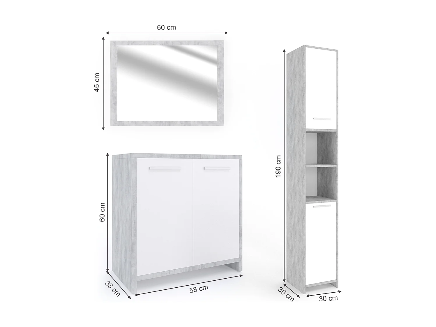 Meubles bain béton 58x33x60 kiko