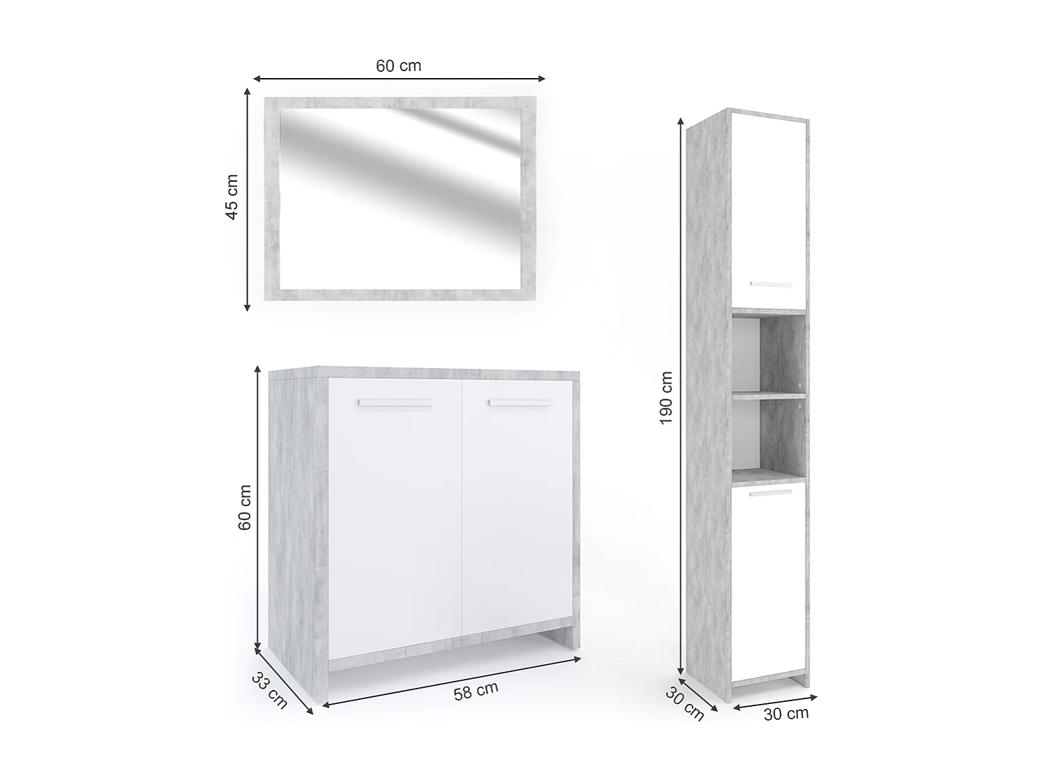 Badmöbel-Set beton 58x33x60 kiko