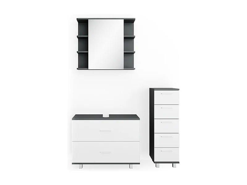 Set mobili bagno bianco/antracite 80x33x60 ilias