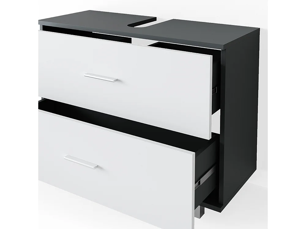 Meubles bain blanc/anthracite 80x33x60 ilias