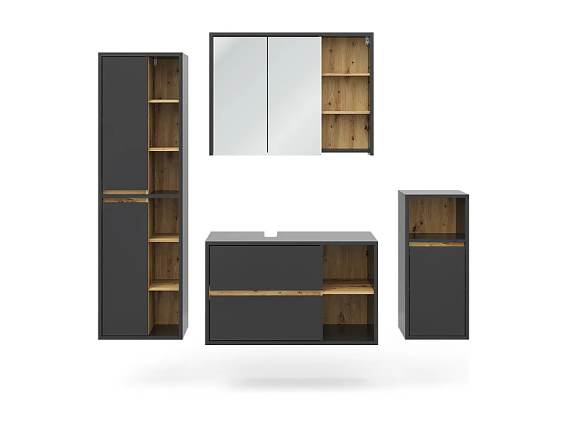 Set di mobili da bagno antracite 60x45x100 viola