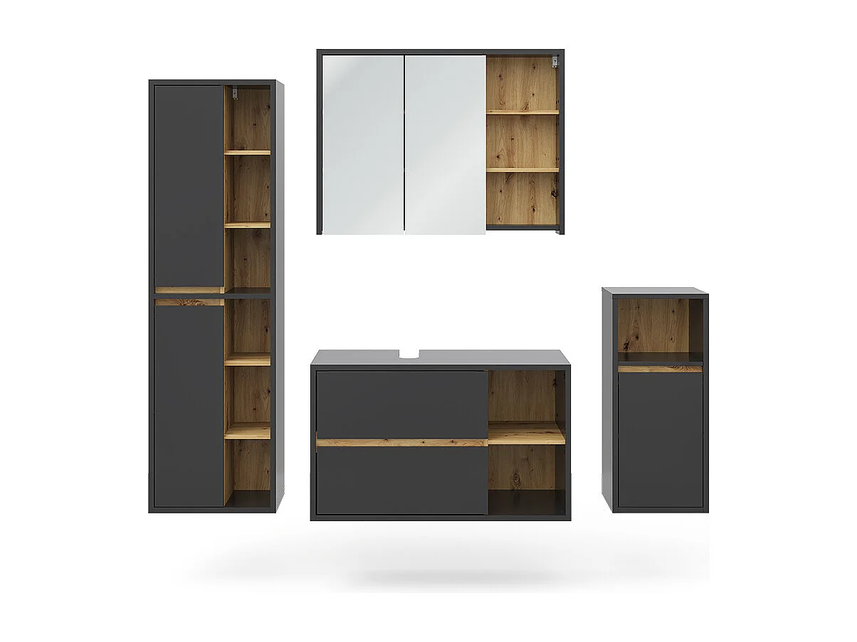 Set di mobili da bagno antracite 60x45x100 viola