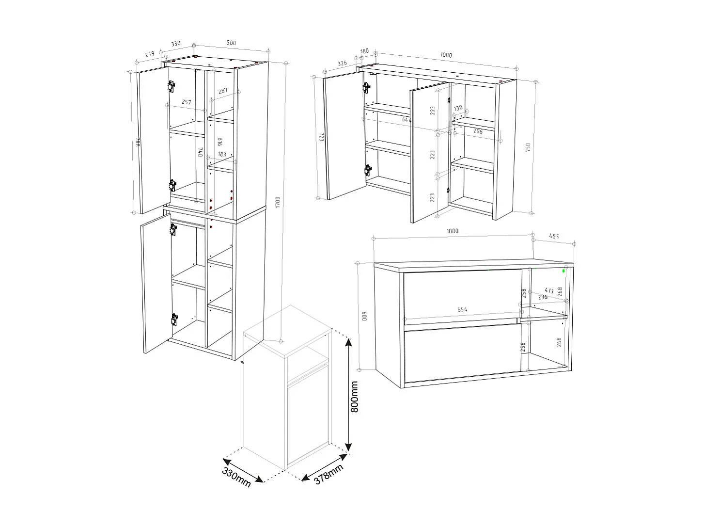 Set di mobili da bagno antracite 60x45x100 viola
