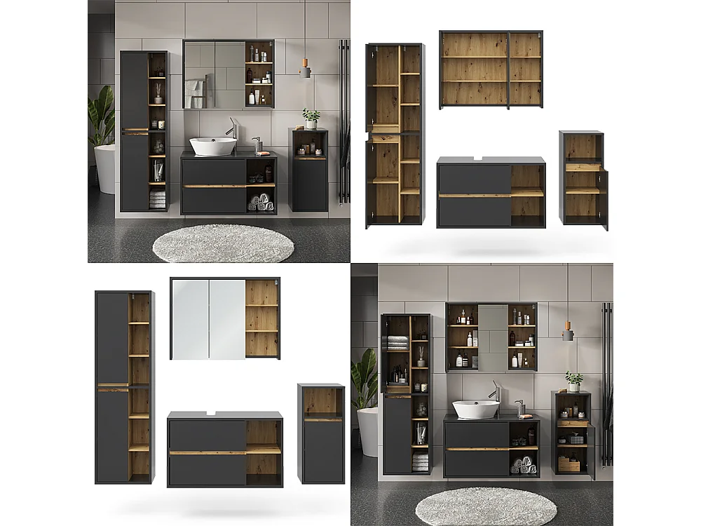 Set di mobili da bagno antracite 60x45x100 viola