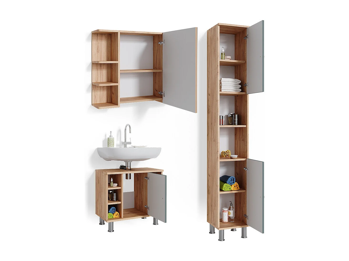 Set mobili bagno verde 60x32x54 fynn