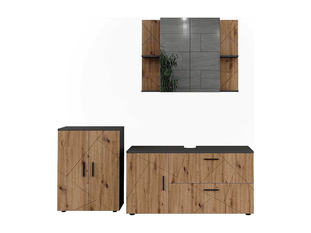 Ensemble de meubles de salle de bains anthracite/artisan 120.1x41x60.6 irma