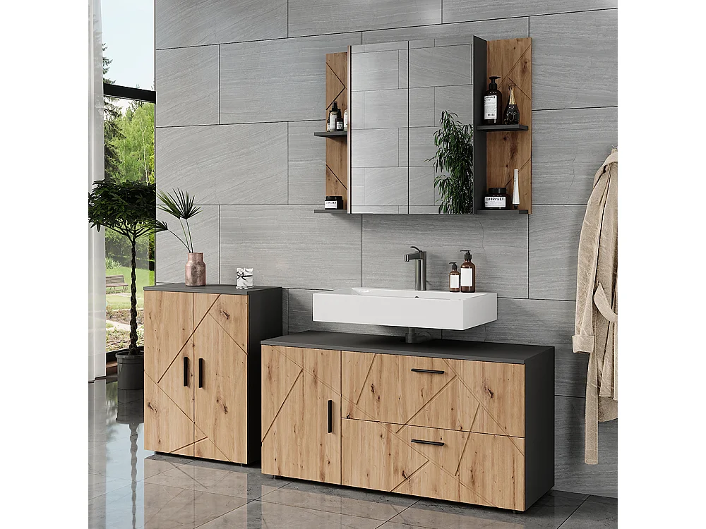 Ensemble de meubles de salle de bains anthracite/artisan 120.1x41x60.6 irma