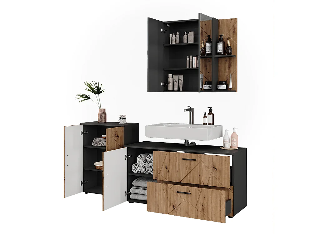 Ensemble de meubles de salle de bains anthracite/artisan 120.1x41x60.6 irma