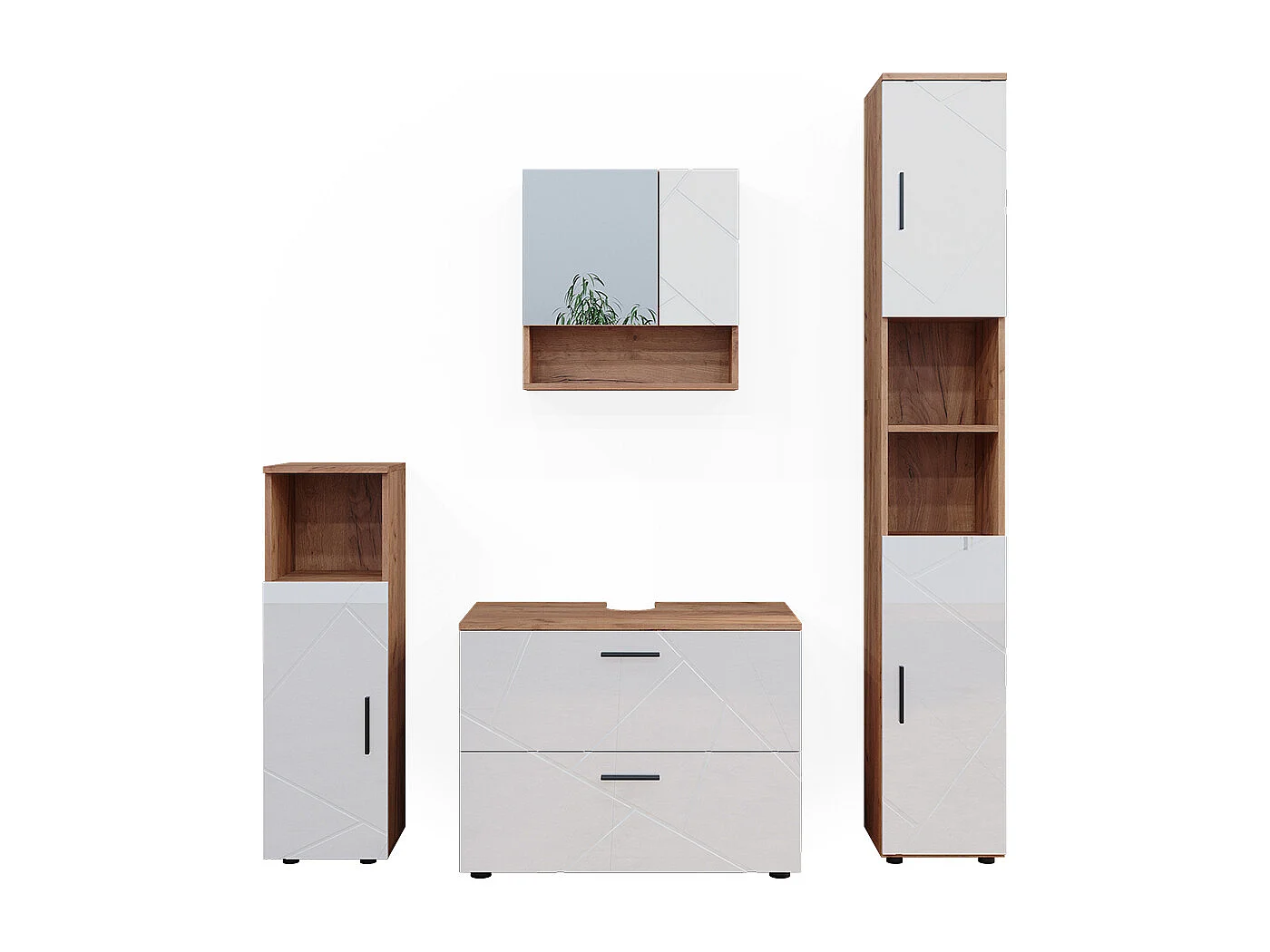 Meubles bain blanc brillant/chêne doré 80x41x58 irma