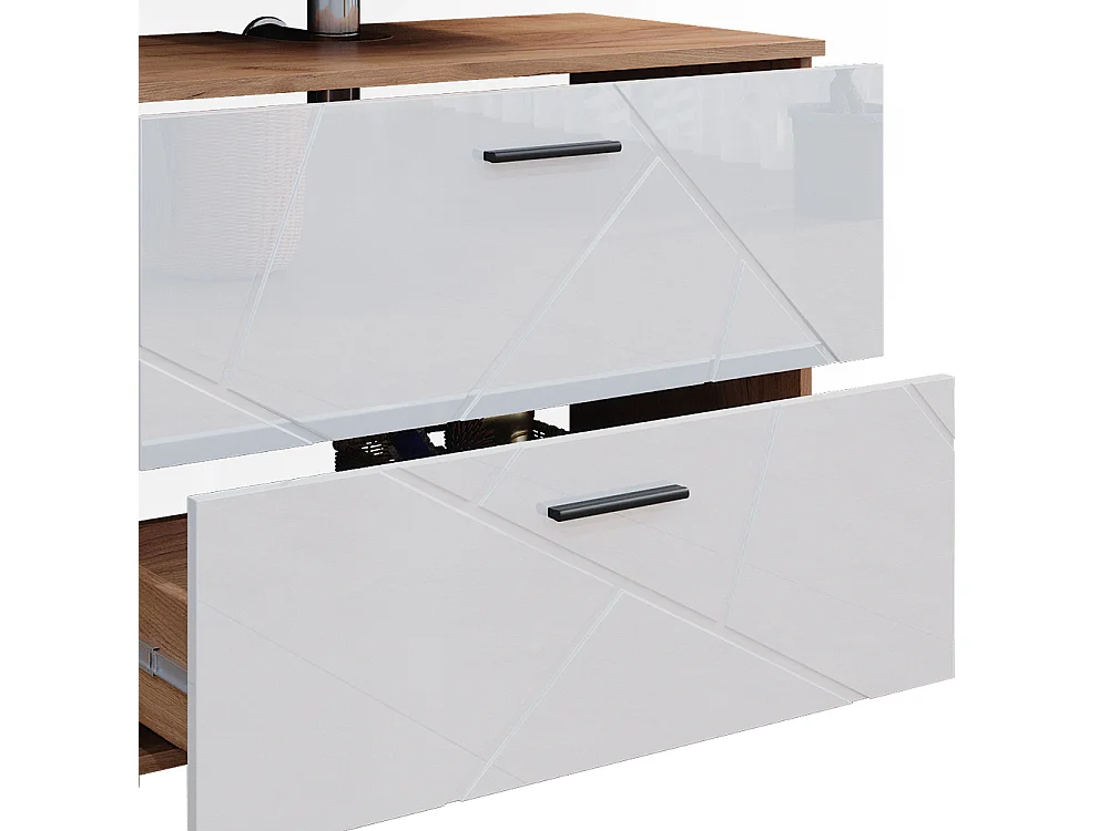 Meubles bain blanc brillant/chêne doré 80x41x58 irma