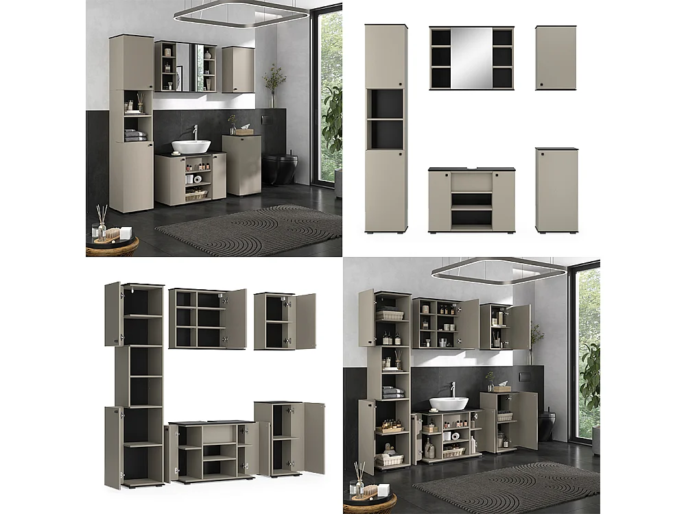 Meubles bain grège 80x37x59 joli