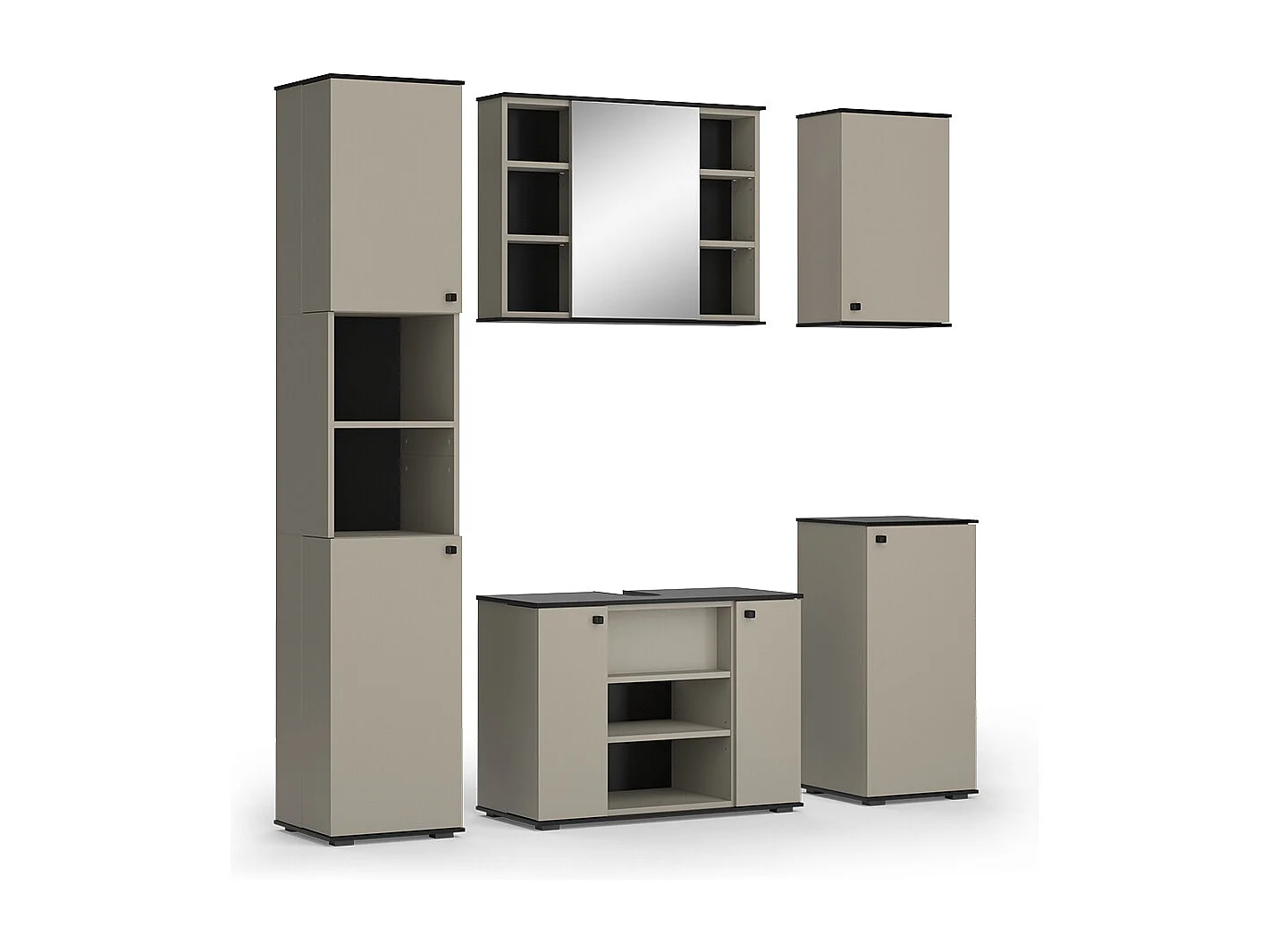 Meubles bain grège 80x37x59 joli