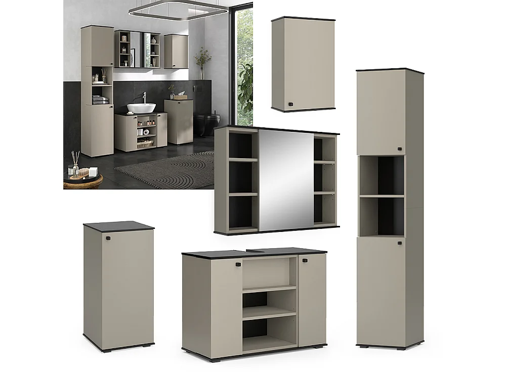 Meubles bain grège 80x37x59 joli