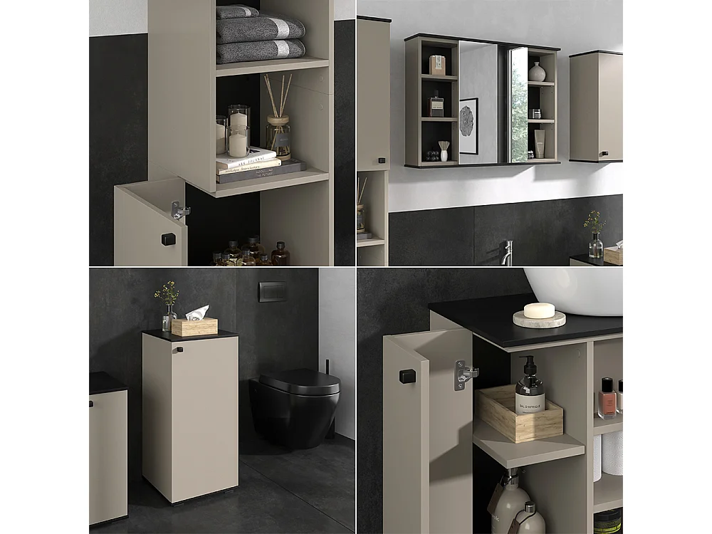 Meubles bain grège 80x37x59 joli