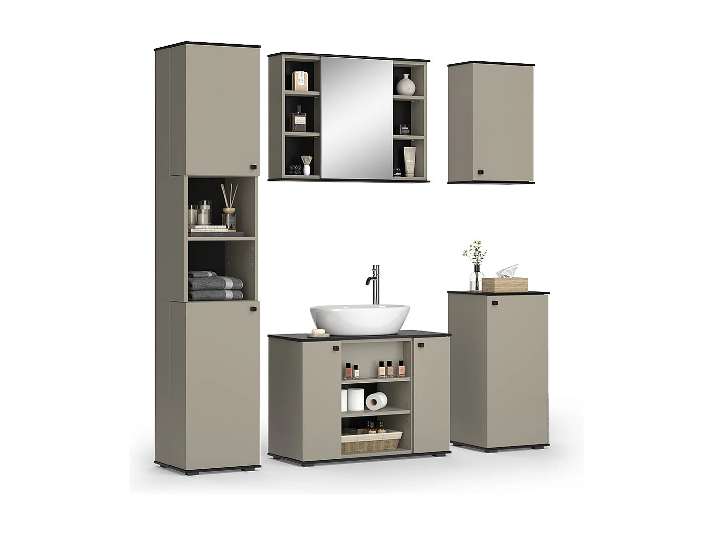 Meubles bain grège 80x37x59 joli