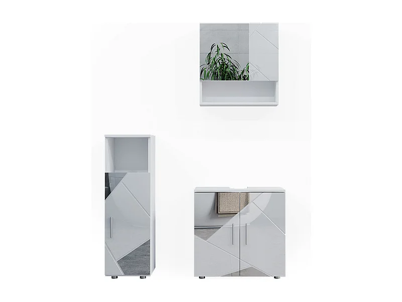 Badmöbel-Set weiß hochglanz mit einsätzen 80x41x58.6 irma