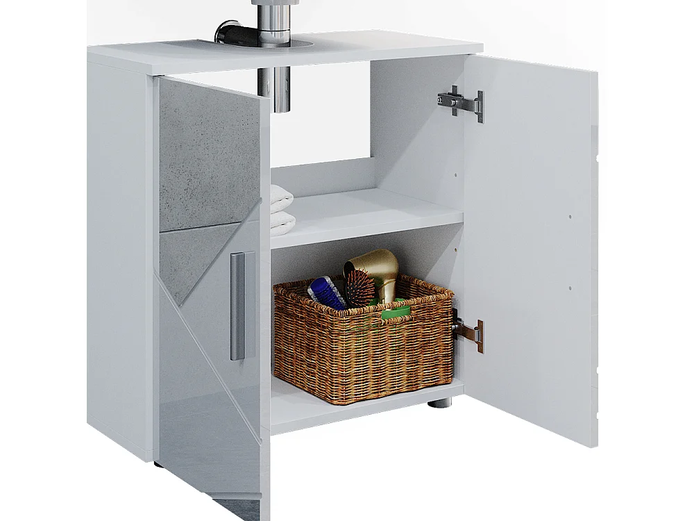 Meubles bain blanc brillant avec inserts 80x41x58.6 irma