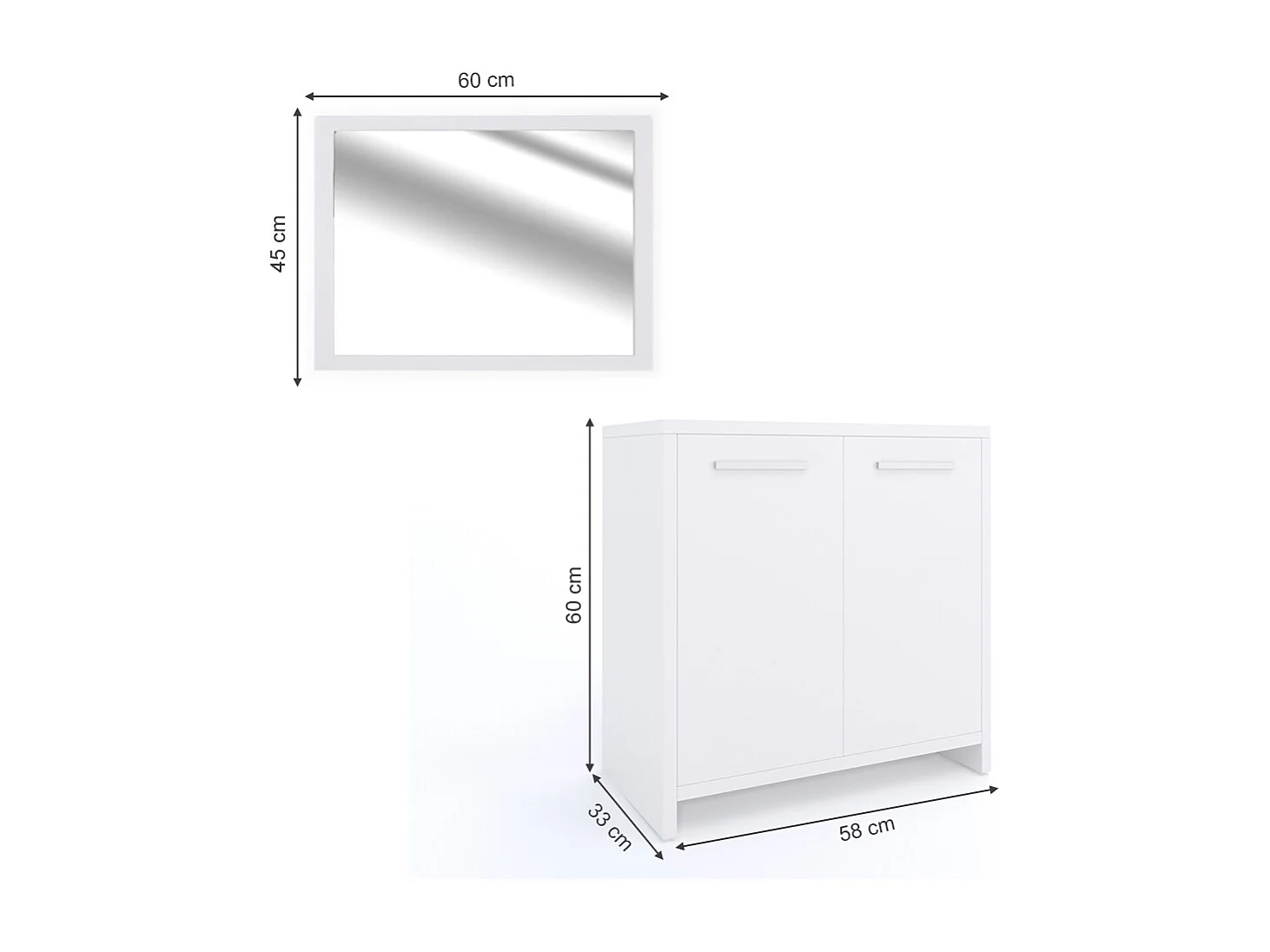 Set mobili bagno bianco 58x33x60 kiko