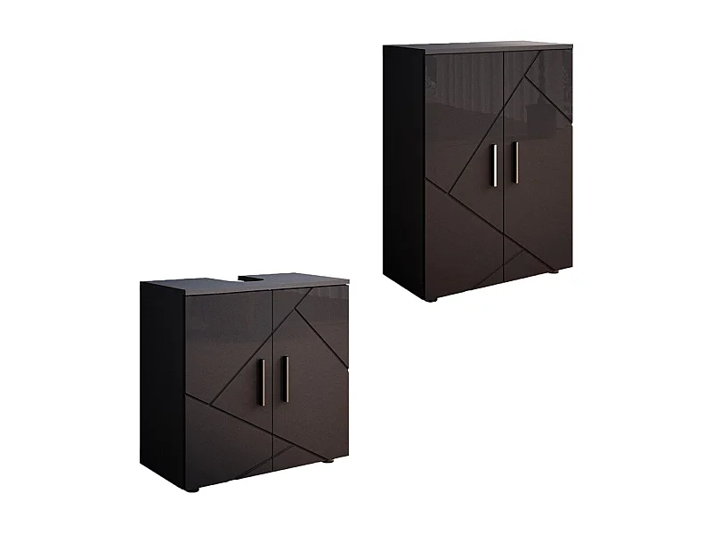 Meubles bain anthracite haute brillance 60x30x81 irma