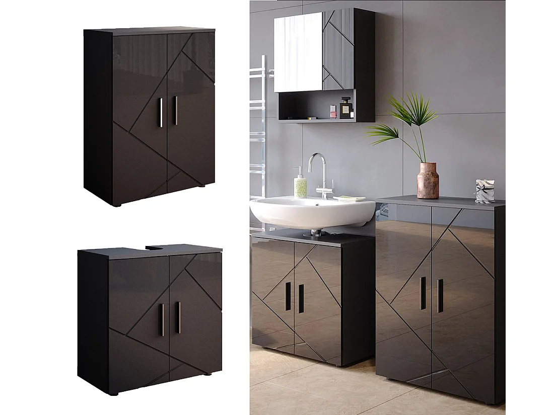 Set di mobili da bagno antracite lucido 60x30x81 irma