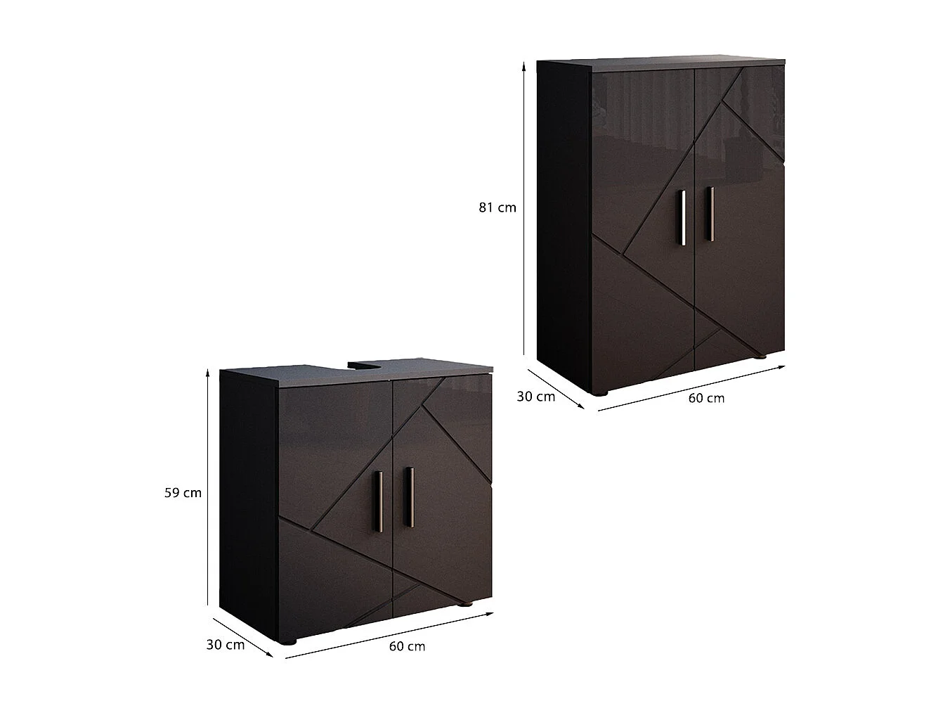 Badezimmermöbel-Set antracite alto brilho 60x30x81 irma