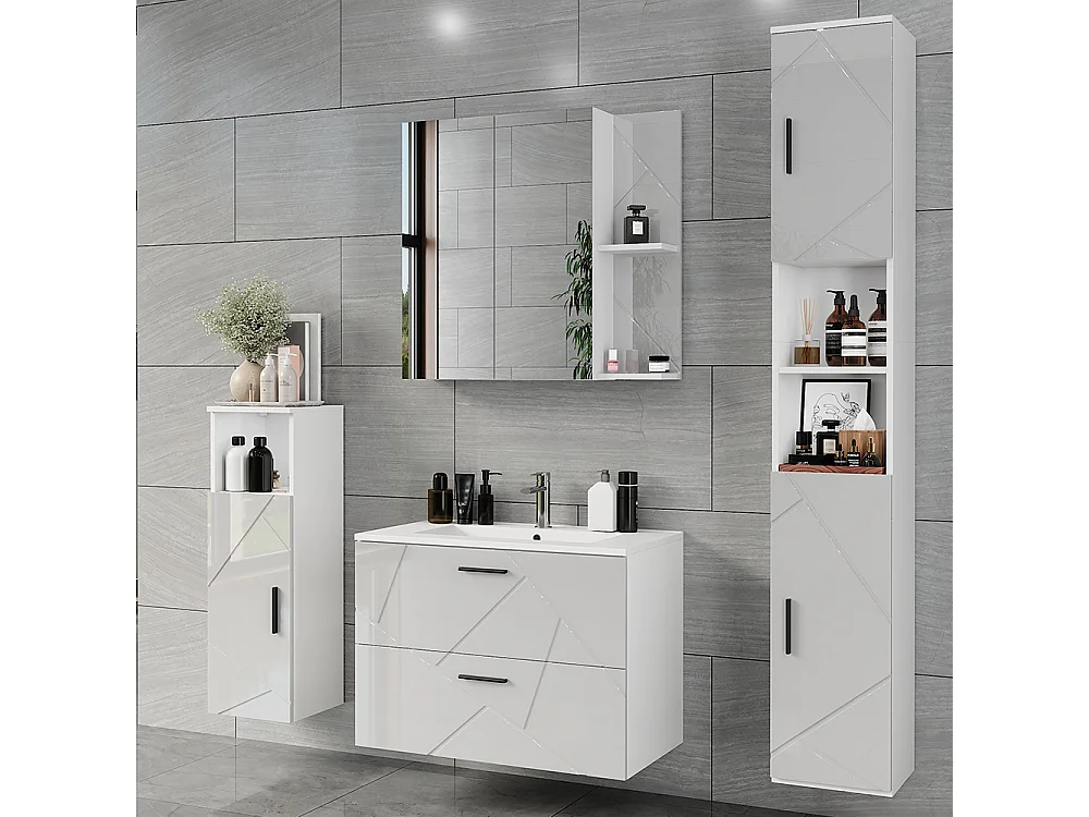 Ensemble de meubles de salle de bains blanc/blanc brillant 80x44.6x57 irma