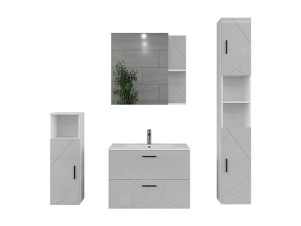 Ensemble de meubles de salle de bains blanc/blanc brillant 80x44.6x57 irma