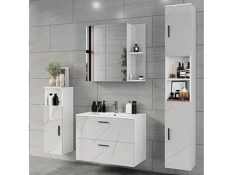 Ensemble de meubles de salle de bains blanc/blanc brillant 80x44.6x57 irma