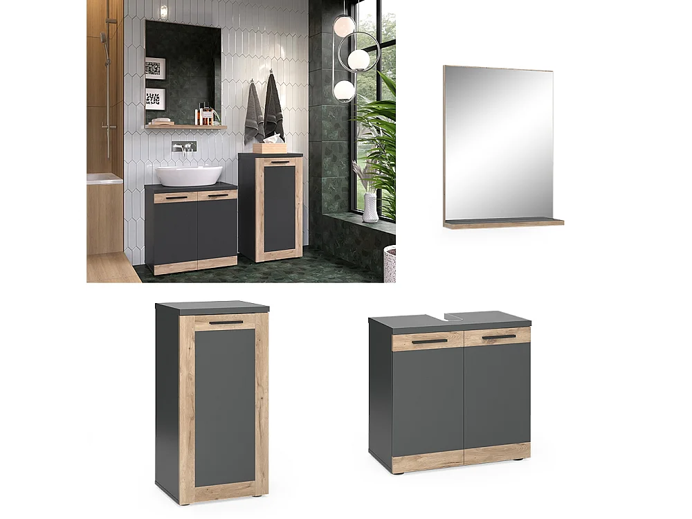Set di mobili da bagno antracite 60x34.3x59.1 niko