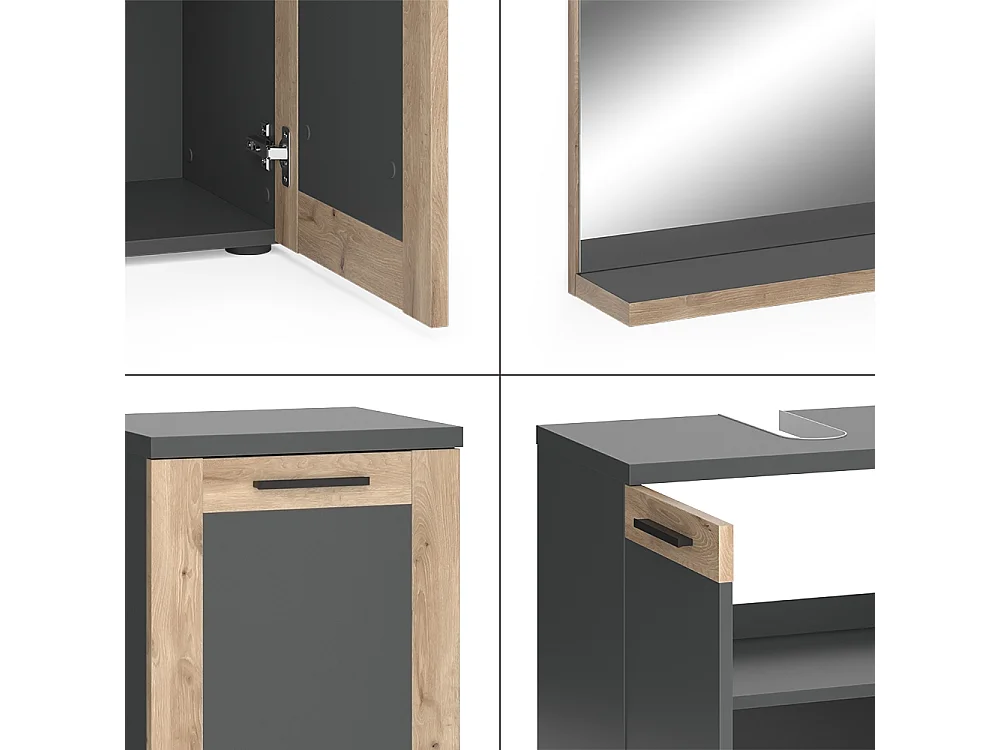 Set di mobili da bagno antracite 60x34.3x59.1 niko
