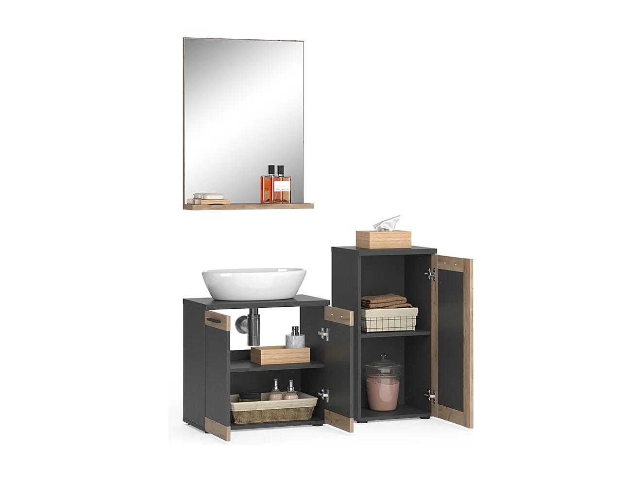 Set di mobili da bagno antracite 60x34.3x59.1 niko