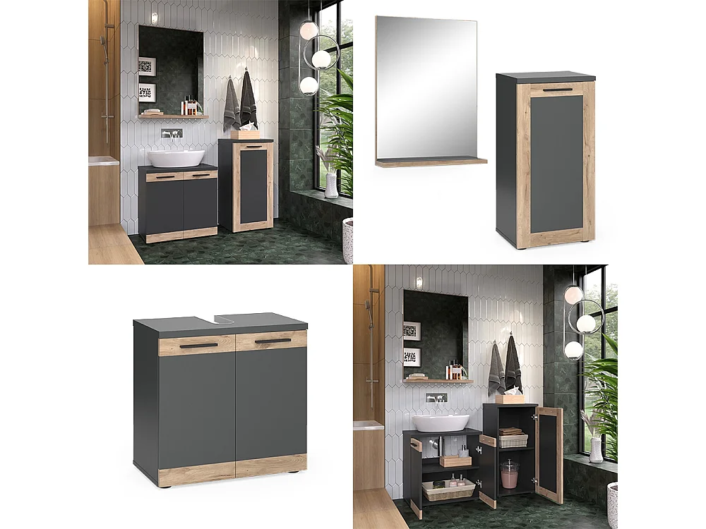 Set di mobili da bagno antracite 60x34.3x59.1 niko