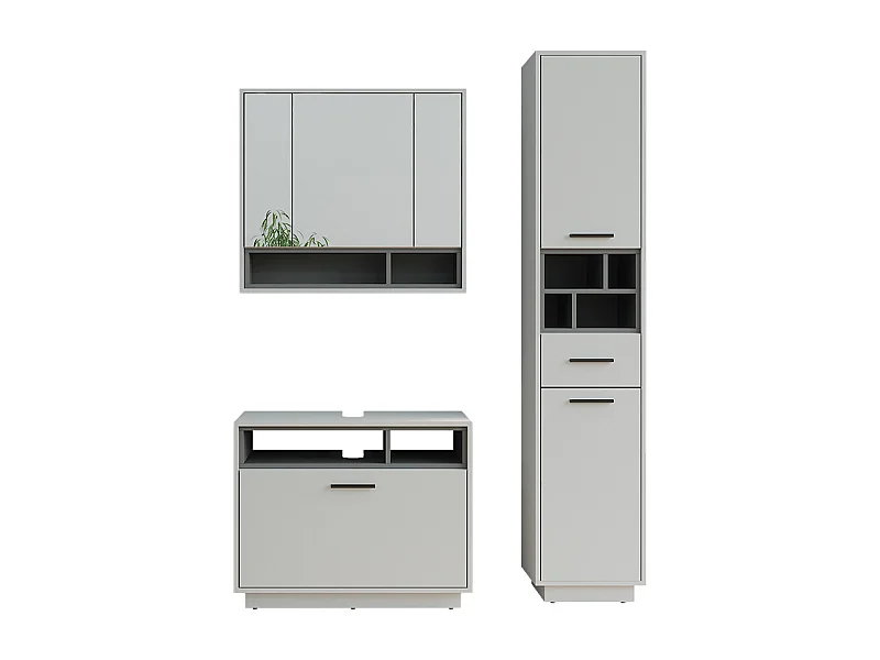 Conjunto de mueble de baño gris/antracita 80x35x64 beatrice
