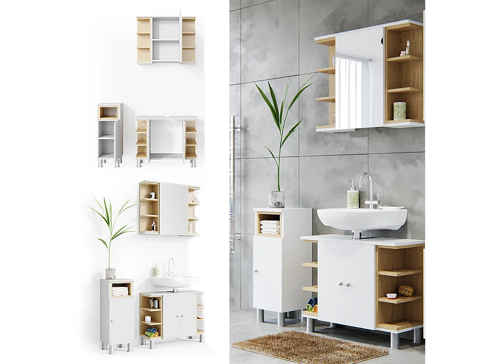 Badmöbel-Set weiß 79.6x32x64 aquis