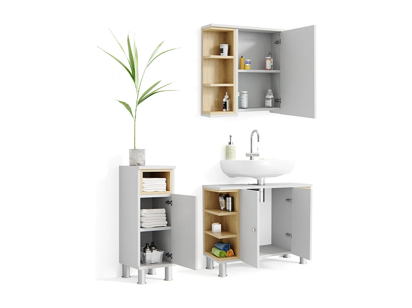 Badmöbel-Set weiß 79.6x32x64 aquis