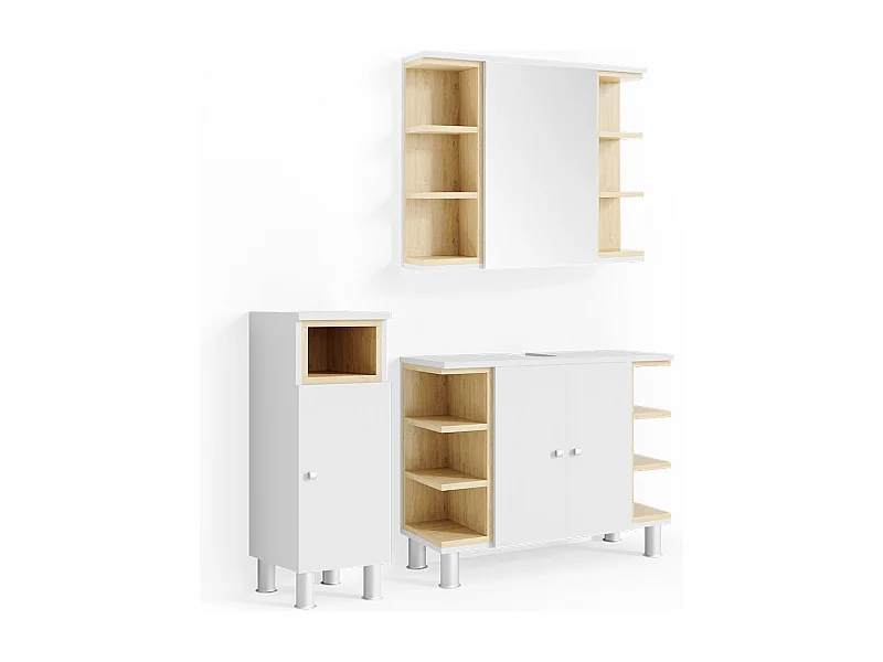 Conjunto de móveis de casa de banho branco 79.6x32x64 aquis