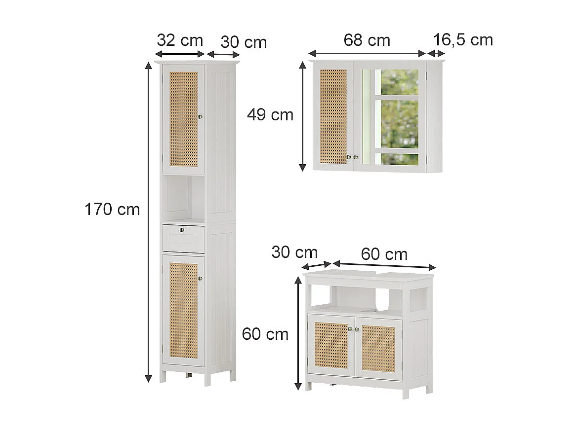 Set di mobili da bagno bianco 60x30x60 rosario