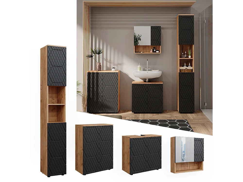 Set mobili bagno antracite con struttura a nido dape 80x41x58.6 irma