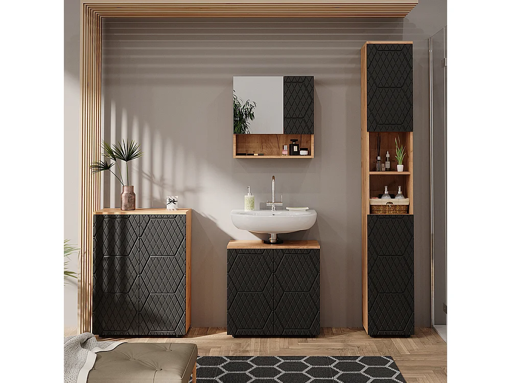 Set mobili bagno antracite con struttura a nido dape 80x41x58.6 irma