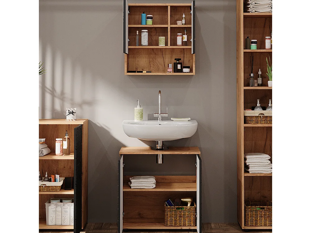 Set mobili bagno antracite con struttura a nido dape 80x41x58.6 irma