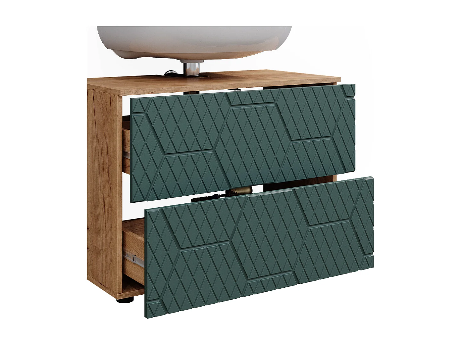 Badmöbel-Set grün/goldkraft eiche 80x41x58.6 irma