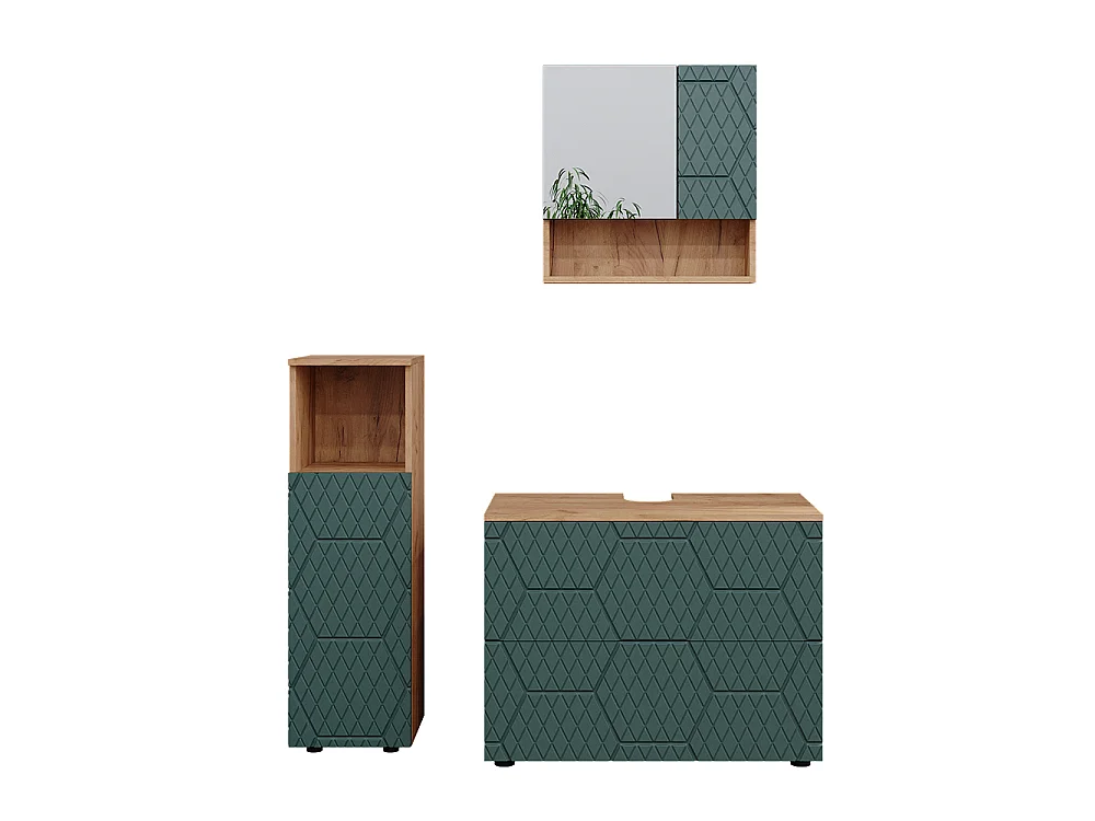 Set mobili bagno quercia verde/oro 80x41x58.6 irma